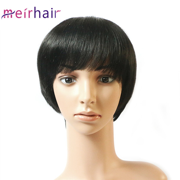 Machine Made Short Wig Natural Color Straight Wave